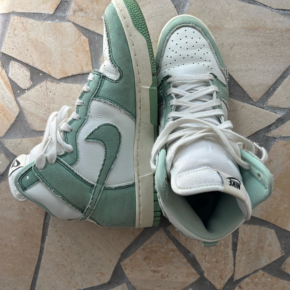 Nike High-Top Sneakers - Green and White Dunk High 1985 "Green Denim" sneakers